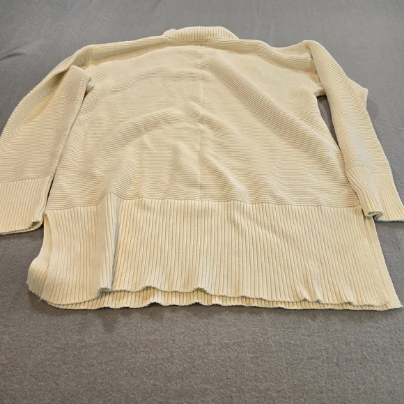Talbots Tunic Sweater Womens L Cream Mock Neck Ribbed Knit Side Slit JO5161 - Picture 2 of 5